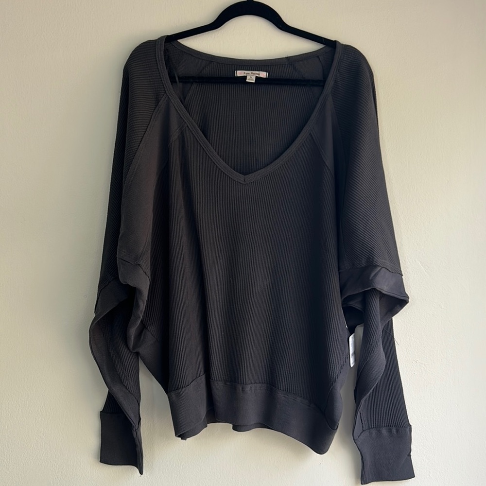 NWT Free People Santa Clara Long Sleeve Thermal Black Large